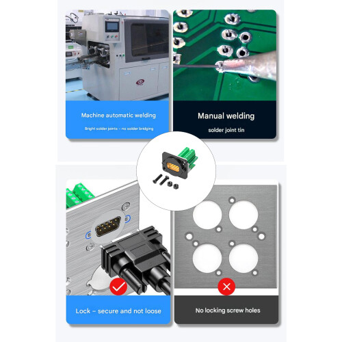 Screw Mount DB9Pin VGA Connector Module-Silver HDB15 pin female 2
