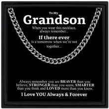 (Standard Box) To My Grandson Cuban Chain Necklace Gift from Grandpa with Card And Gift Box HOT