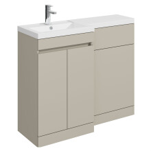 Balterley Tean 1000mm Floor Standing Compact Unit with Left Hand Polymarble Basin - Pebble Grey