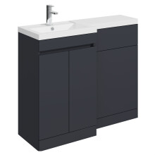 Balterley Tean 1000mm Floor Standing Compact Unit with Left Hand Polymarble Basin - Dark Grey