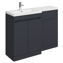 Balterley Tean 1100mm Floor Standing Compact Unit with Left Hand Polymarble Basin - Dark Grey