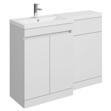 Balterley Tean 1100mm Floor Standing Compact Unit with Left Hand Polymarble Basin - White