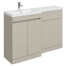 Balterley Tean 1200mm Floor Standing Compact Unit with Left Hand Polymarble Basin - Pebble Grey