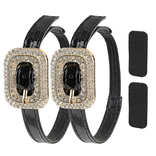 Boucles carrées en strass, lacets à talons hauts, sangles de-Or