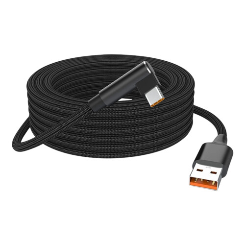 Câble de charge rapide USB A coudé à 90 degrés vers Type-Noir 2m