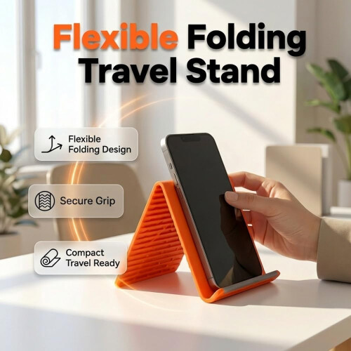 (Orange 2pcs, -) Support téléphone pliable silicone, antidérapant angle 1