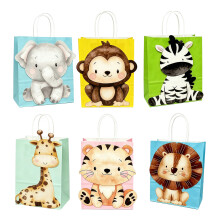 Paquet de 6 sacs cadeaux en papier sur le thème de la jungle