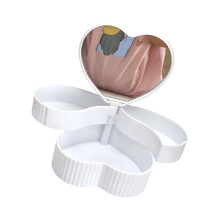 Stylish 2 Tiers Rotating Jewelry Case With Heart Shape-White