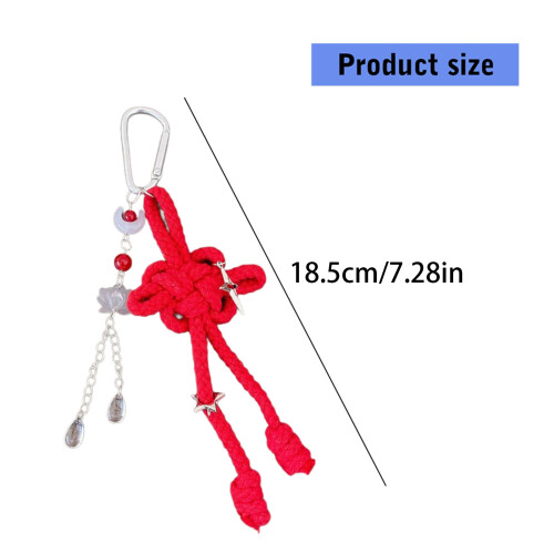 Symbolic Weave Thread Keychain Authentic Chinese Knot-Red 1