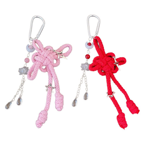 Symbolic Weave Thread Keychain Authentic Chinese Knot-Red 2