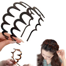 (Black, 1 Count (Pack of 2)) Peineta cepillo dental en forma de U, diadema reversible de alto volumen para cabello