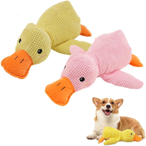 (Yellow+Pink, Small) Μαλακό παιχνίδι πάπιας που ηρεμεί, με ήχο - Παιχνίδι για σκύλους