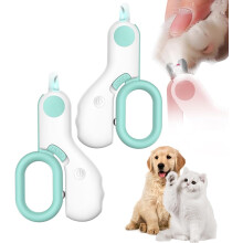 (Blue/2pcs, -) Cortaúñas LED para mascotas, cortador uñas perro gato con luz