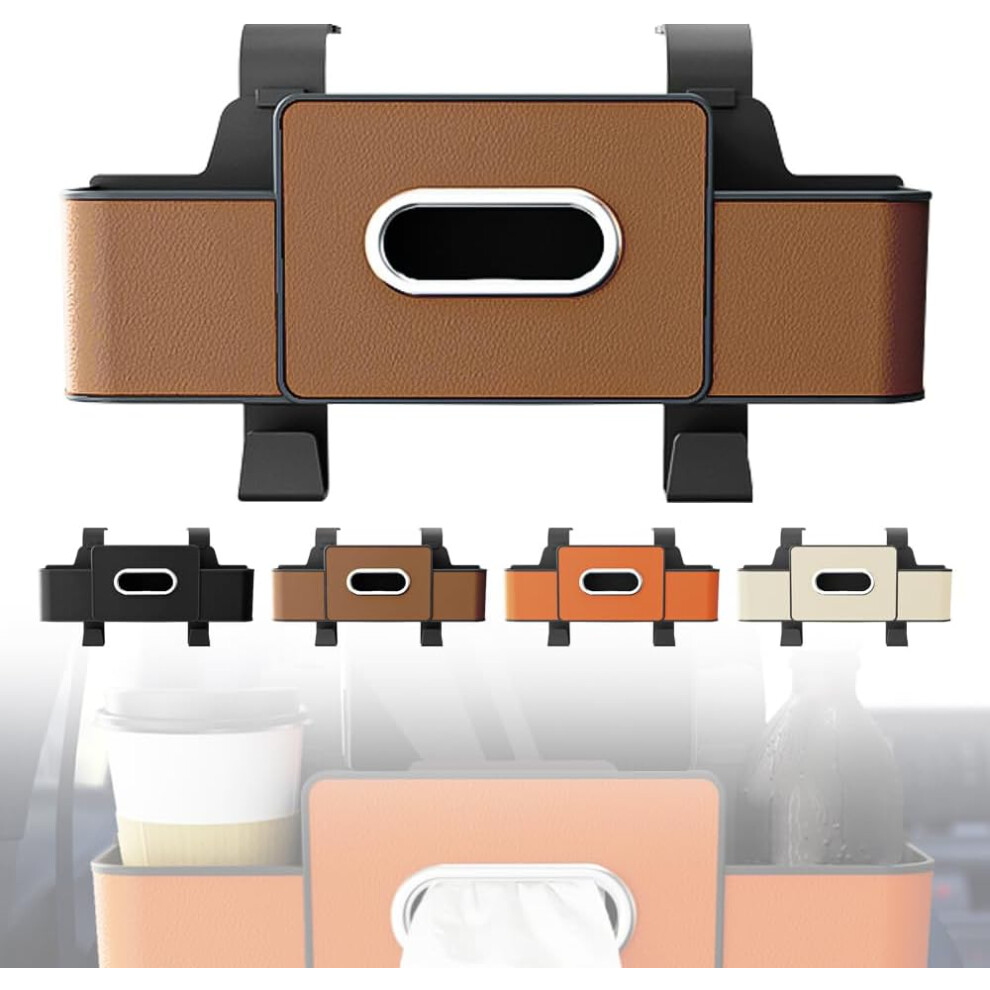(, -) 3-In-1 Car Backseat Organiser With Cup Holder, Tissue Box & Trash Bin Brown 5437706762522