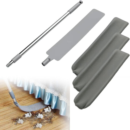 (Blue, 3 Cloth) Σκούπα σκόνης με προέκταση, 3 πανάκια - Καθαρισμός ρωγμών