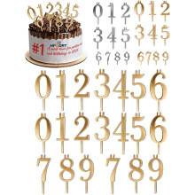 (Gold2, -) Reusable Number Birthday Cake Candle Holder Set, Gold Metal Digital Cake Topper