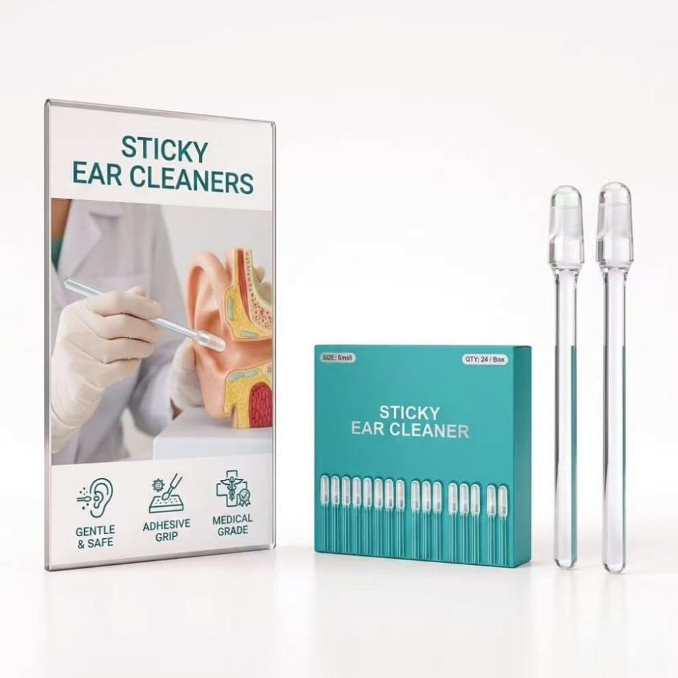 Oimg (48 Pcs, Small) Reusable Sticky Ear Cleaning Sticks, Soft Rubber Head Ear Wax Removal Tool For Adults