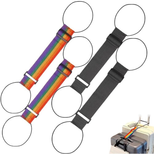 (4PCS, -) Cinghie regolabili resistenti per unire due valigie, elastico