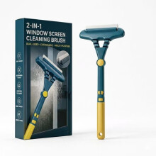 (1pcs, -) 2-in-1 Window Cleaning Brush & Wiper, Multi-Purpose Tool for Door & Porch Screens