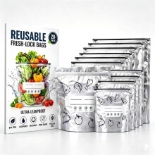 (20PCS, Large) Wiederverwendbare Alufolie versiegelte Aufbewahrungsbeutel, Zip-Lock Gefrierbeutel
