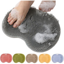 (Grey, -) Podložka na čistenie chodidiel pod sprchou s protišmykovými prísavkami, exfoliačná vanička