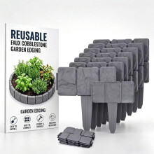 (Black, -) Valla de jardín imitación piedra 2026, borde DIY sin excavación entrelazable