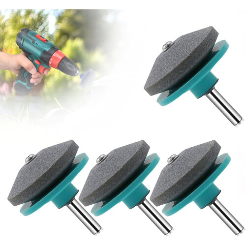 (Cyan 4PCS, -) Ακονιστήριο λεπίδης χλοοκοπτικού 2025 - Για ηλεκτρικό τρυπάνι