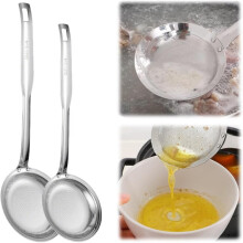 (A Style, Large+Small) 2025 Extra Fine Mesh Stainless Steel Colander Spoon, Skimmer for Grease & Foam