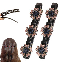 (Flower 04, -) Presilhas de Cabelo com Cristal Brilhante, Grampos de Rinoceronte