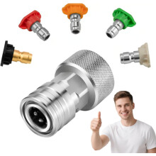(Connector +5 Nozzle Set, -) Adaptador de Mangueira para Lavadora de Pressão, Conector de Aço 3/4 GHT