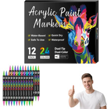 (24 Colors, -) 96 Colors Dual Tip Acrylic Paint Pen Marker, Double-Headed for Rock & Canvas Art