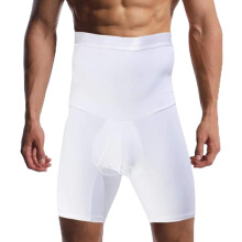 (White, 3X-Large) Miesten korkea vyötärö muotoilusukat, täydellinen vartalo joustava shapewear
