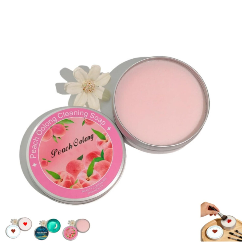 Oimg Peach (Honey -100G, -) Silicone Makeup Brush Cleaning Pad With Solid Soap, Deep Cleaning Tool For Sponges