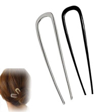 (Silver+Black, -) Molletta capelli francese U, fermaglio a stecca per donna