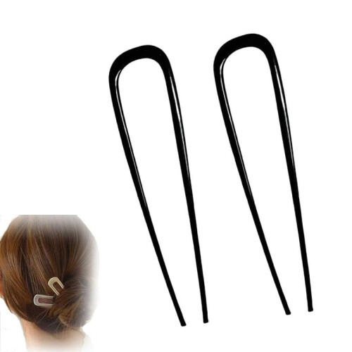 (Black 2PCS, -) Molletta capelli francese U, fermaglio a stecca per donna