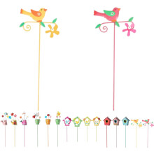 (Bird Windmill, -) Set 3 supporti vasi in metallo a forma di fiore, dipinti a mano