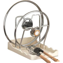 (Beige-Double-Pot, -) Supporto multiuso per coperchi e taglieri, organizer cucina