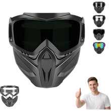 (Black, -) Máscara Facial Desmontável, Fixação Rápida para Moto e Madeira