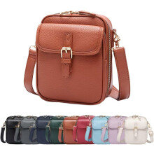 (Brown, -) Ρετρό δερμάτινη τσάντα crossbody, μεγάλη χωρητικότητα - Αντικλεπτική