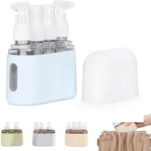 (Blue, 4 in 1) Mini Shampoo-Spender Set, tragbare Reiseflaschen für Toilettenartikel