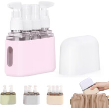 (Pink, 4 in 1) Mini Shampoo-Spender Set, tragbare Reiseflaschen für Toilettenartikel
