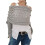 (Light Grey, One Size) Γυναικείο πλεκτό πόνσο με μανίκια, κασκόλ σάλι (ίδιο με 162) - Wrap 1