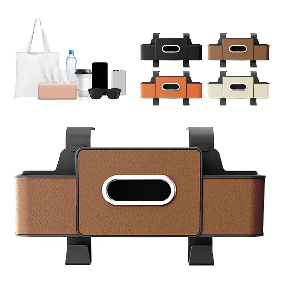(, -) 3 In 1 Car Backseat Storage Box, Organizer With Cup Holder & Trash Bin Brown 5437706767022