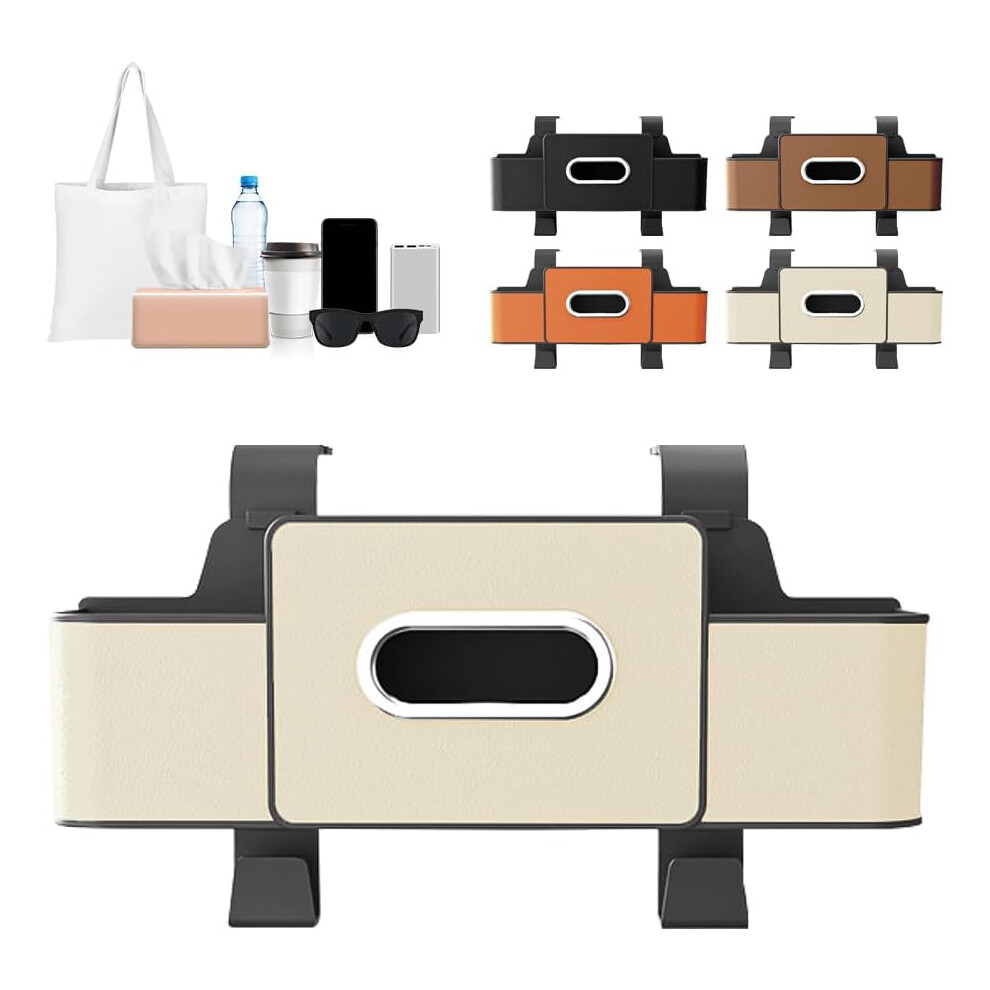 (, -) 3 In 1 Car Backseat Storage Box, Organizer With Cup Holder & Trash Bin White 5437706767015