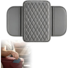 (Grey, -) Funda consola central coche cuerina, reposabrazos con almacenaje lateral