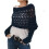 (Navy, One Size) Γυναικείο πλεκτό πόνσο με μανίκια, κασκόλ σάλι (ίδιο με 162) - Wrap 1