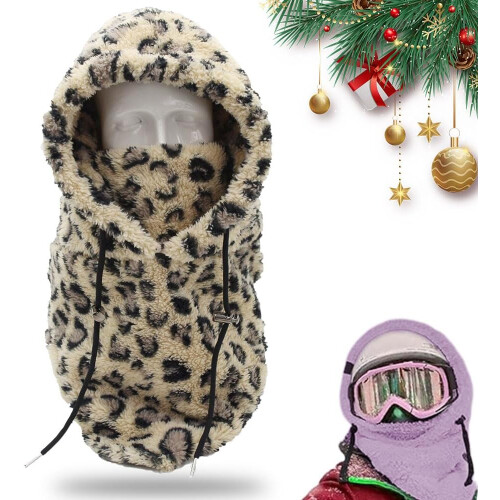 (Leopard Print, One Size) Passamontagna Sherpa, cappello termico e sciarpa invernale