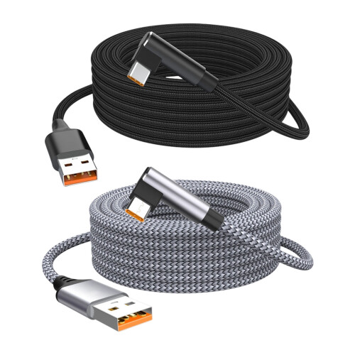 Rechtwinkliges USB-auf-Typ-C-Ladekabel, 6 A,-grau 3m 1