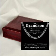 (Luxury Box) NEW To My Grandson Cuban Chain Necklace Gift from Grandpa with Card And Gift Box