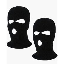 Balaclava gezichtsmasker met 3 gaten - Zwart - Volwassenen - Gebreide balaclava - Herfst/Winter